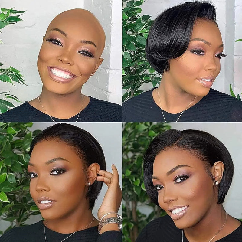 Suqu Hair Pixie Cut Short Bob Wig Glueless 13x4 Pre-cut Lace Human Hair