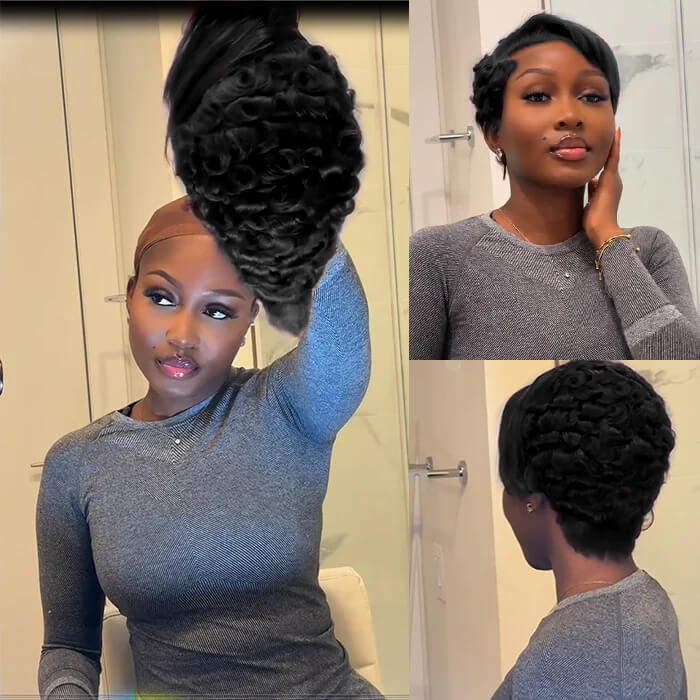 Suqu Hair Pixie Cut Short Bob Wig Glueless 13x4 Pre-cut Lace Human Hair