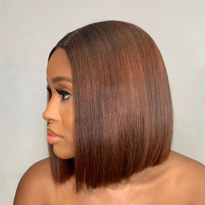 2 Glueless Wigs Set | 13x4 Lace Frontal Straight Bob Wig+10'' 4x4 Lace Closure Brown Straight Bob Wig