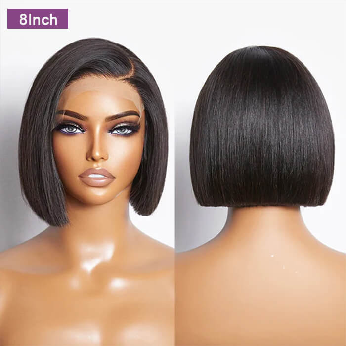 Suqu Hair Short Straight Short Bob Wigs Transparent Lace Frontal Human Hair Wig