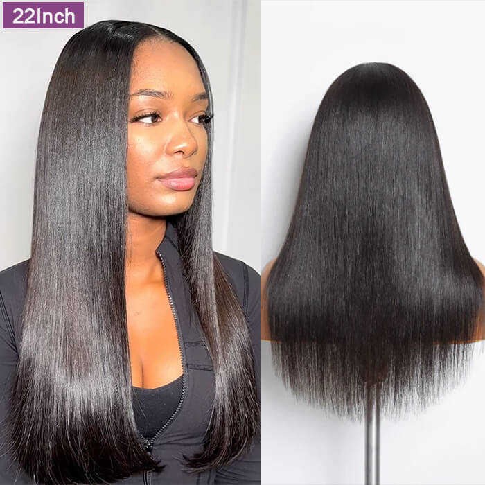 2 Glueless Wigs Set | 22'' 13x4 HD Lace Frontal Water Wave Wig+22'' 4x4 Lace Closure Straight Wig