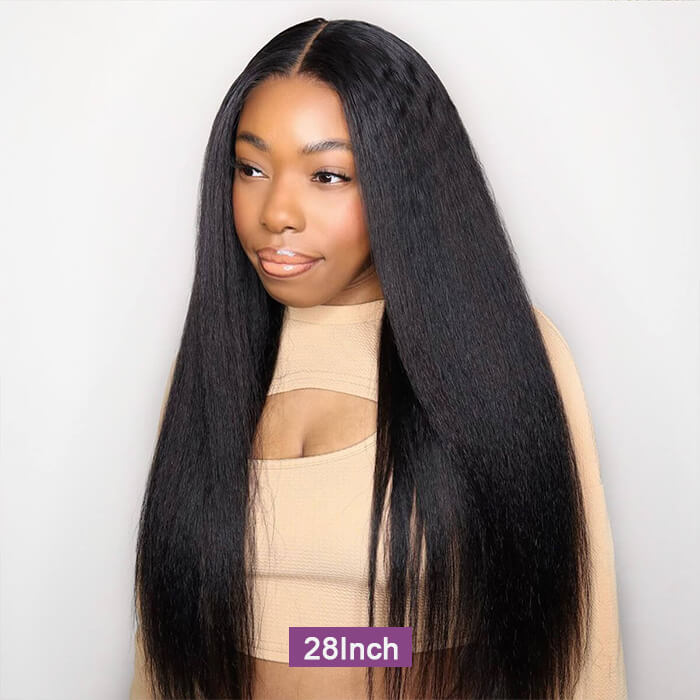 Pull Go Glueless Yaki Straight With Drawstring 100% Human Hair Wig