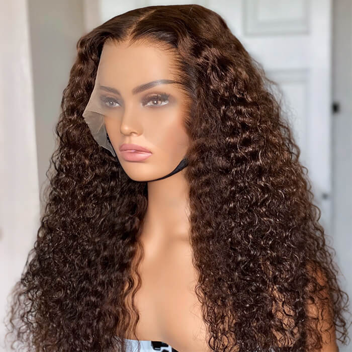 Suqu Hair Chocolate Brown Curly 4x4 5x5 13x4 HD Lace Front Brazilian Human Hair Wig