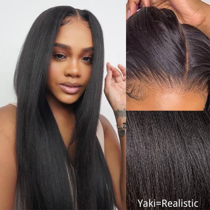 Human Hair Lace Wigs 2x6 5x5 Yaki Straight Brazilian Hair Lace Wig