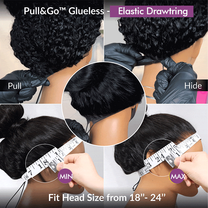 Pull Go Body Wave 5x5 Glueless Lace Invisible Knots Put On and Go Invisi Drawstring Human Hair Wigs