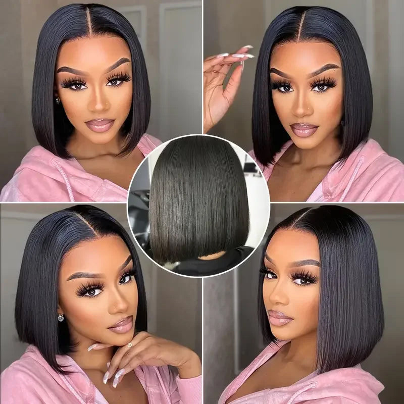 Bob Lace Front Wigs 13x4 Straight Pre Plucked Hairline 100% Human Hair