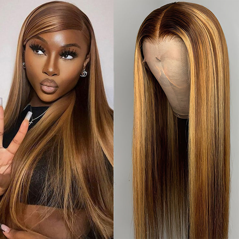 Highlight P4/27 Color Straight Hair Lace Front Wigs With Baby Hair Human Hair Wigs