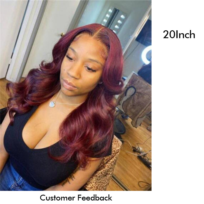 Real Show | Body Wave Wig | 99J Red Wig | Frontal/Closure HD Lace Or Glueless (12-32'')