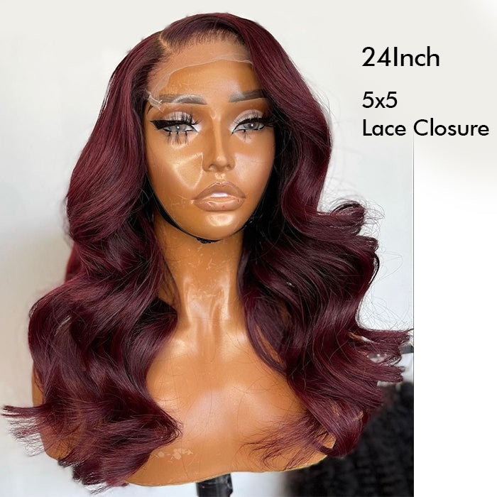 Real Show | Body Wave Wig | 99J Red Wig | Frontal/Closure HD Lace Or Glueless (12-32'')