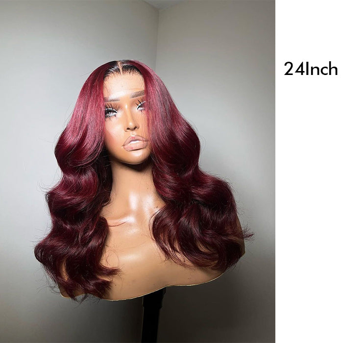 Real Show | Body Wave Wig | 99J Red Wig | Frontal/Closure HD Lace Or Glueless (12-32'')