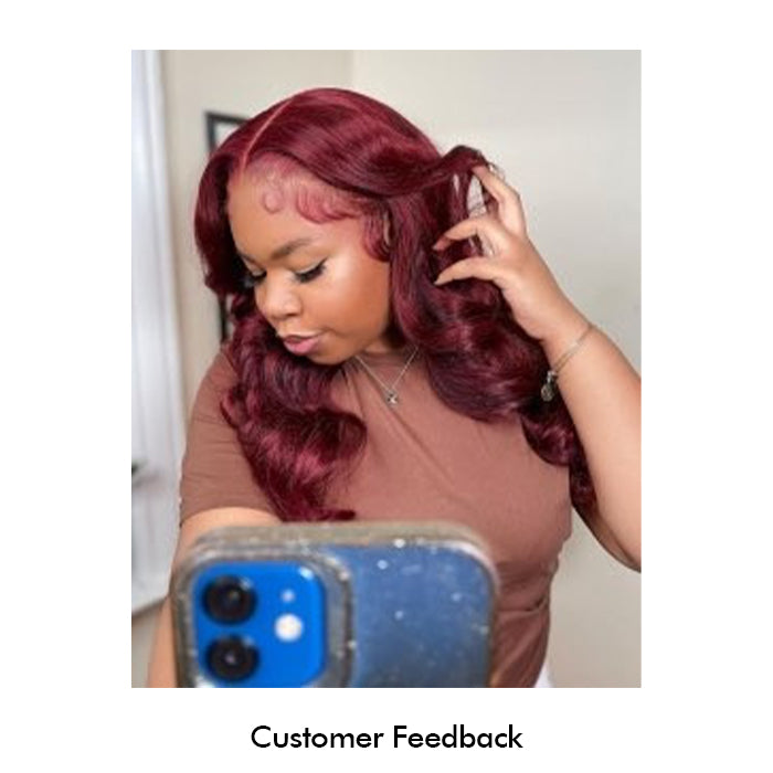 Real Show | Body Wave Wig | 99J Red Wig | Frontal/Closure HD Lace Or Glueless (12-32'')