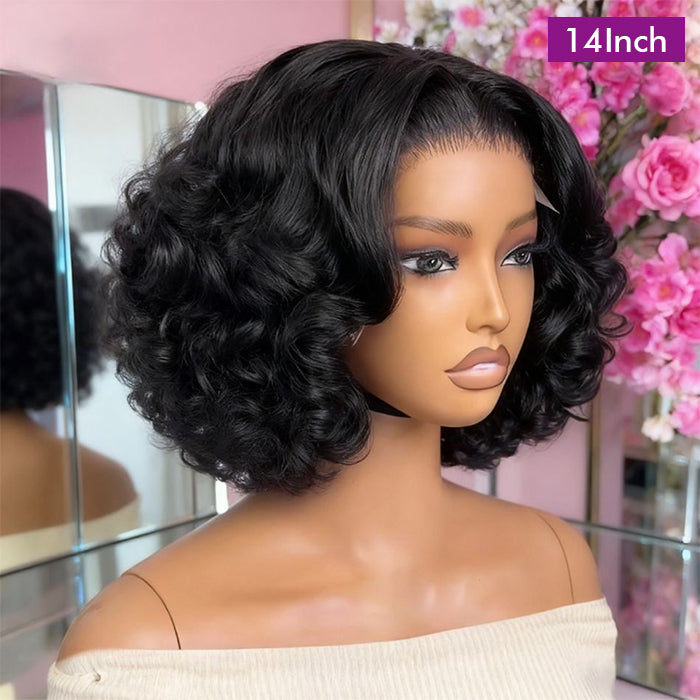 Real Show | Ocean Wave Bouncy Bob Wig | 14'' Frontal/Closure  HD Lace Or Glueless