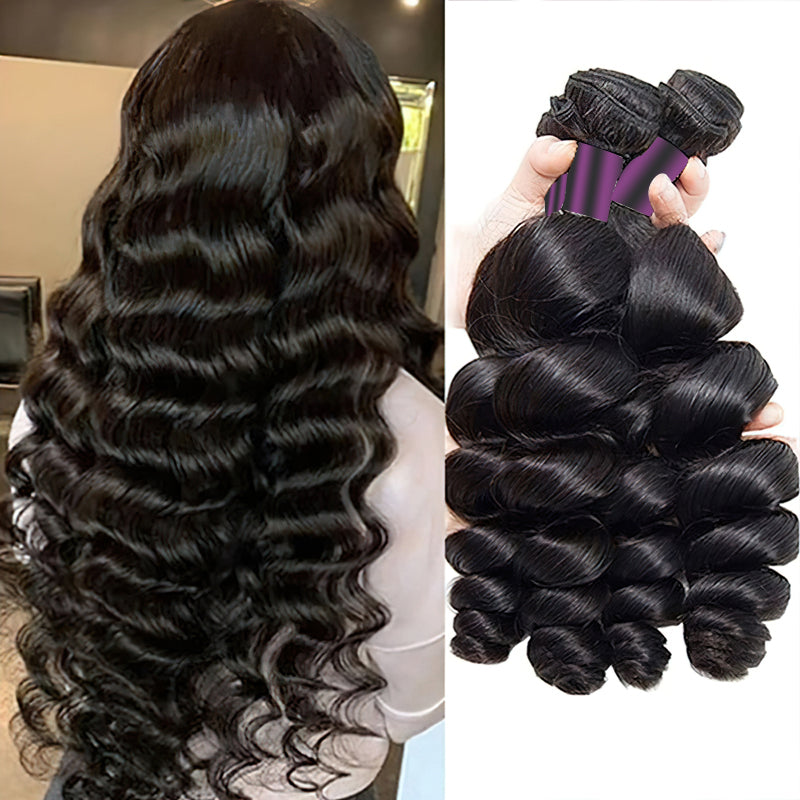 9A Loose Wave Human Hair Extensions 1/3/4 Bundle Deal