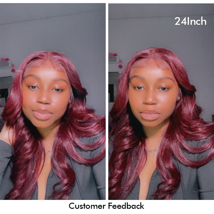 Real Show | Body Wave Wig | 99J Red Wig | Frontal/Closure HD Lace Or Glueless (12-32'')