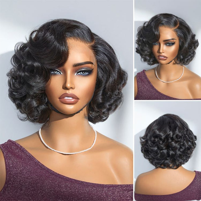 Real Show | Ocean Wave Bouncy Bob Wig | 14'' Frontal/Closure  HD Lace Or Glueless