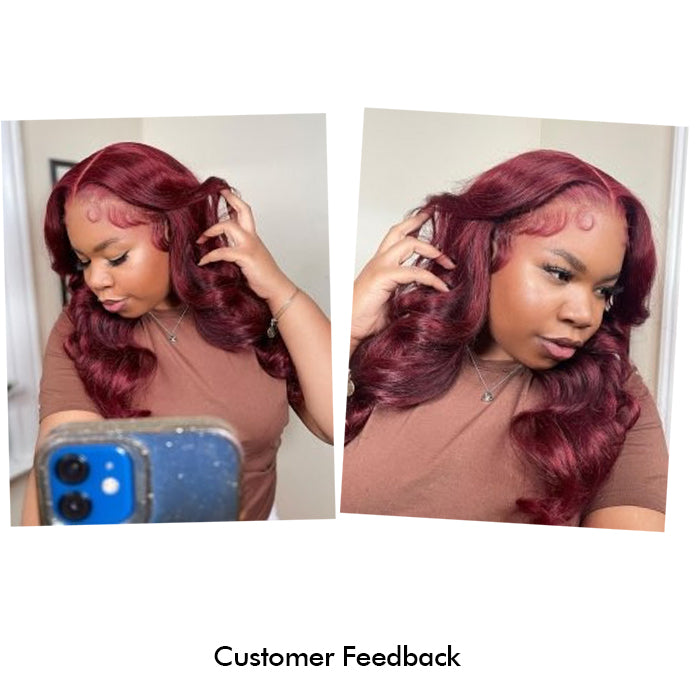 Real Show | Body Wave Wig | 99J Red Wig | Frontal/Closure HD Lace Or Glueless (12-32'')