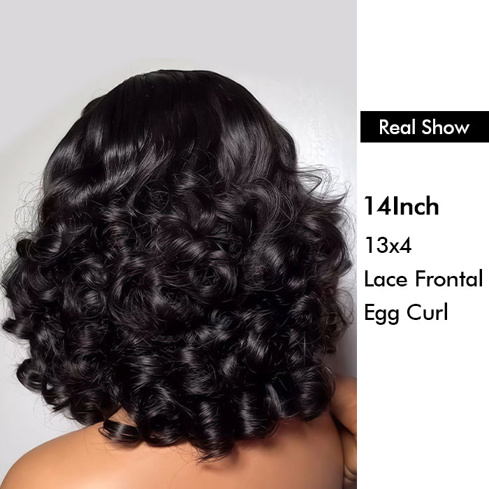 Real Show | Ocean Wave Bouncy Bob Wig | 14'' Frontal/Closure  HD Lace Or Glueless