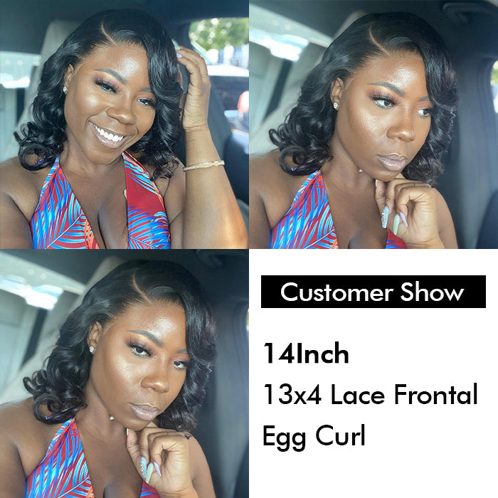Real Show | Ocean Wave Bouncy Bob Wig | 14'' Frontal/Closure  HD Lace Or Glueless