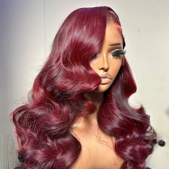 Real Show | Body Wave Wig | 99J Red Wig | Frontal/Closure HD Lace Or Glueless (12-32'')