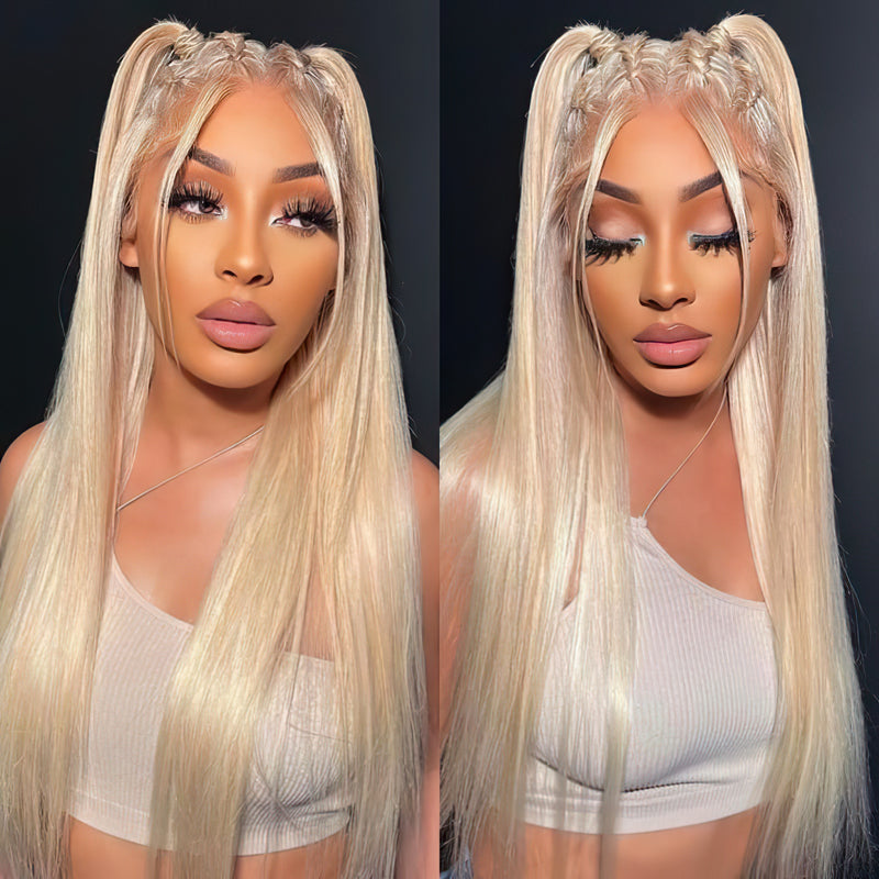 613 Blonde Hair Transparent 360 Lace Frontal Straight Human Hair Wigs