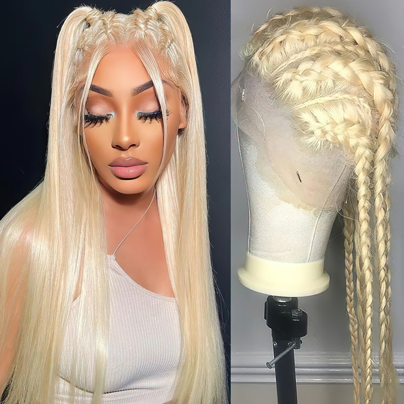 613 Blonde Hair Transparent 360 Lace Frontal Straight Human Hair Wigs