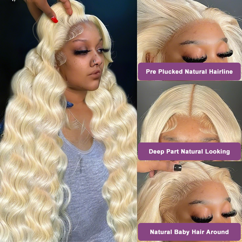 Transparent 613 Blonde Hair 360 Lace Frontal Body Wave Human Hair Wigs