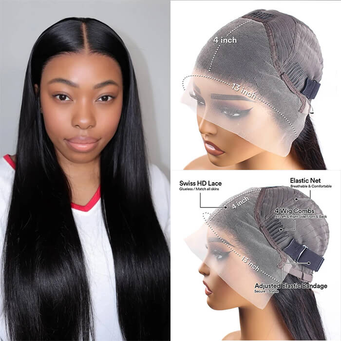 BOGO-Bone Straight 13x4 HD Lace Front Wig For Women Brazilian Hair