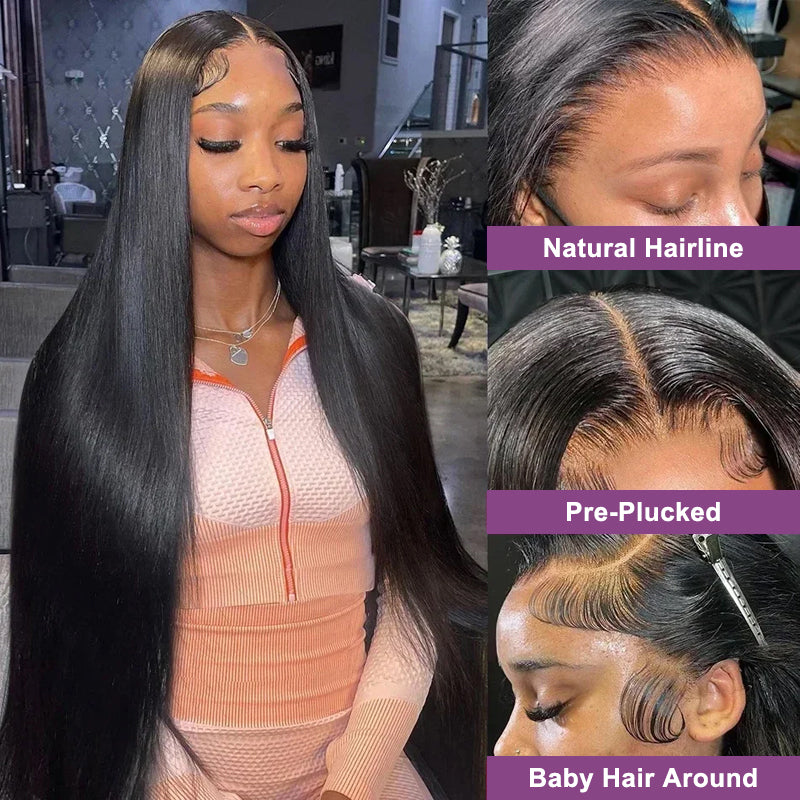 13x4 HD Lace Front Wig 100% Human Hair Pre plucked Natural Hairline For Women