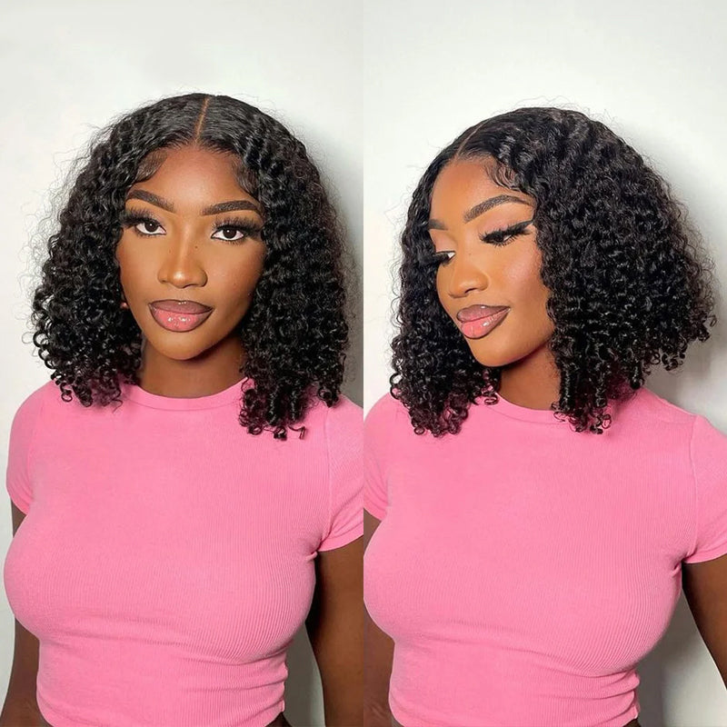 Jerry Curly 13x4 Transparent Lace Front Short Bob Wig For Women