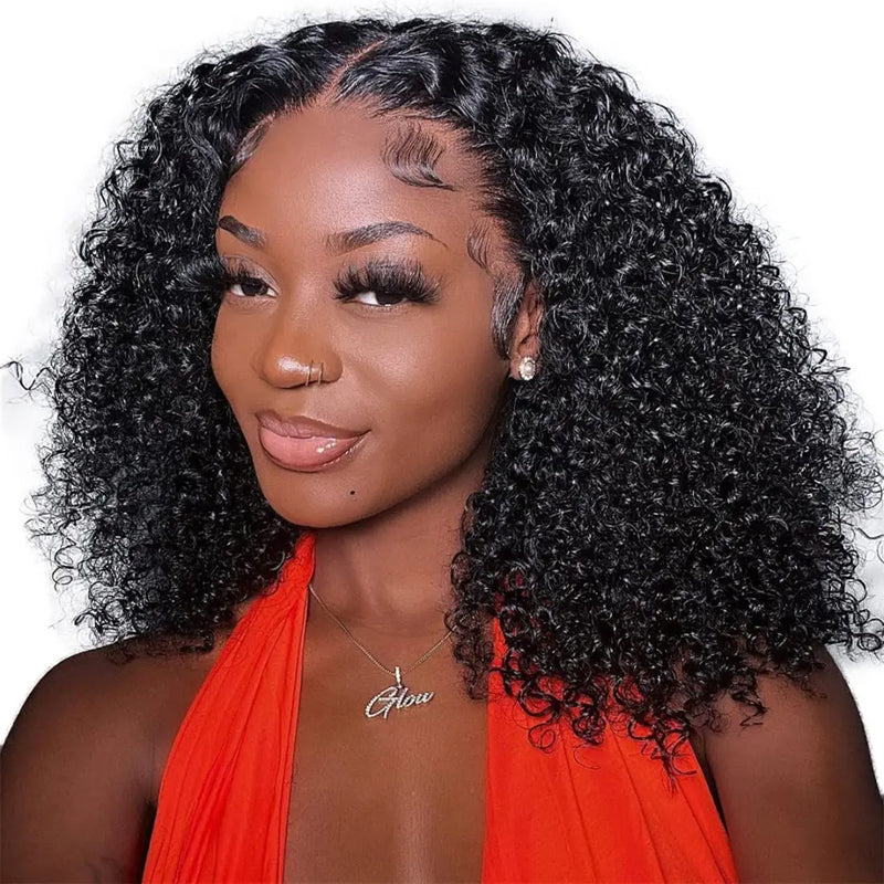 Jerry Curly 13x4 Transparent Lace Front Short Bob Wig For Women