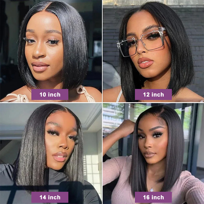 Bob Lace Front Wigs 13x4 Straight Pre Plucked Hairline 100% Human Hair