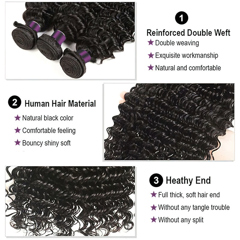 Bundle Sale Deep Wave Bundles 100% Unprocessed Virgin Human Hair