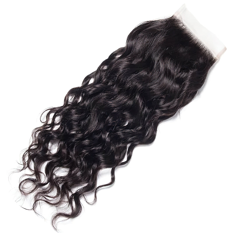 Water Wave Hair 4x4 Lace Closure Natural Color 100% Human Hair