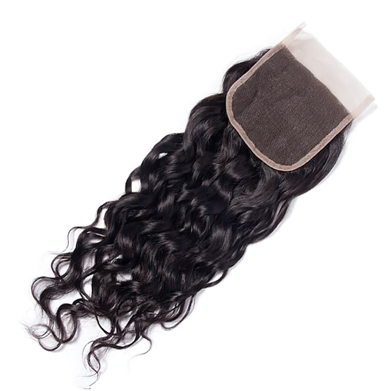 Water Wave Hair 4x4 Lace Closure Natural Color 100% Human Hair