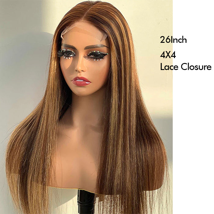 Real Show |Straight Wig | Highlight P4/27 Color | Frontal/Closure HD Lace Or Glueless (12-32'')