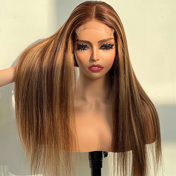 Real Show |Straight Wig | Highlight P4/27 Color | Frontal/Closure HD Lace Or Glueless (12-32'')