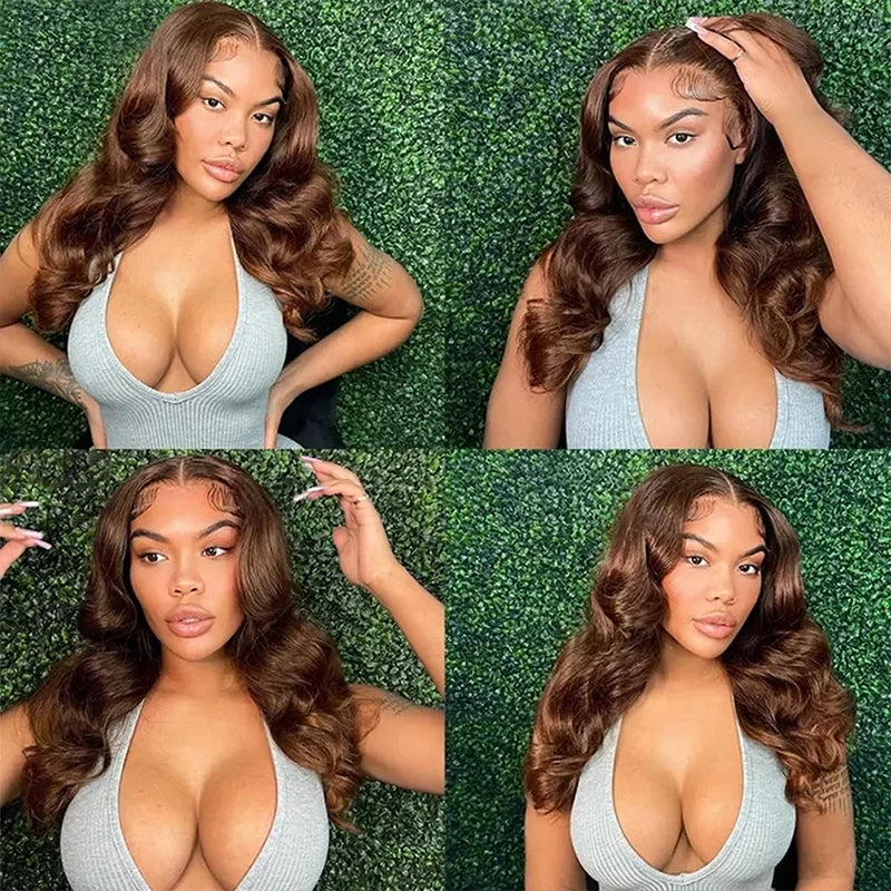 Chocolate Brown #4 Body Wave 13x4 Lace Front Human Hair Wigs For Women