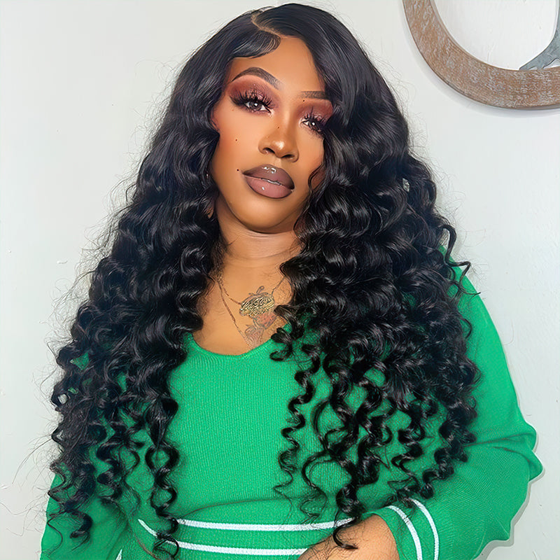 Loose Deep Wave Wig Preplucked Hairline HD Transparent Skin Melt  Lace Front Human Hair Wigs