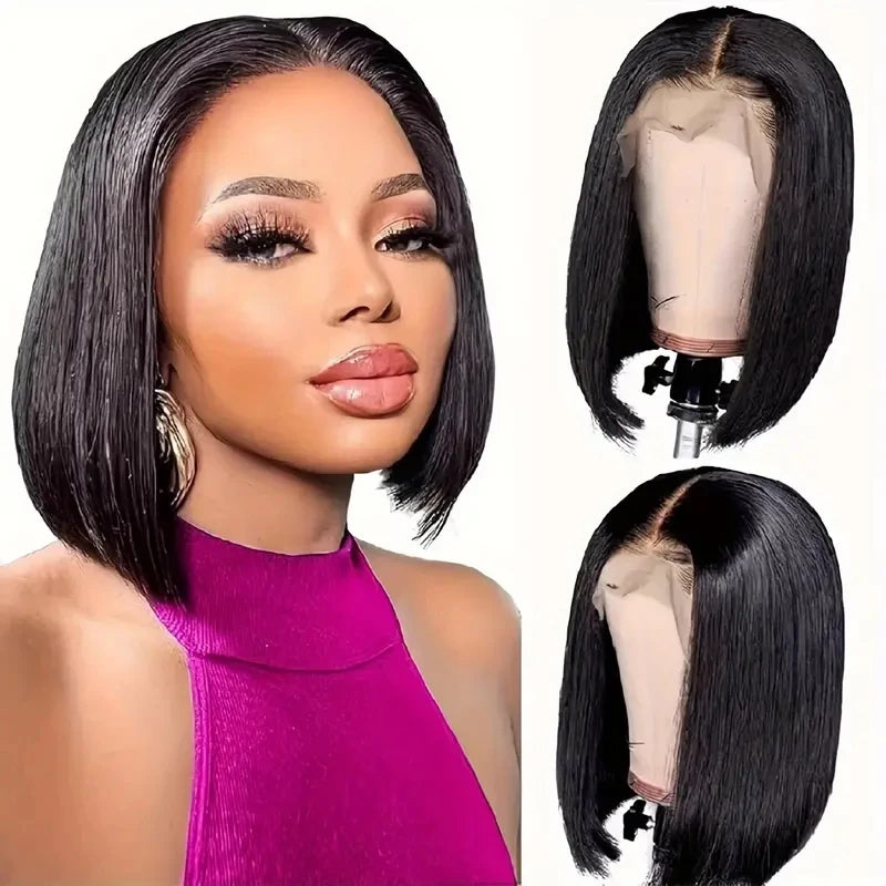 Bob Lace Front Wigs 13x4 Straight Pre Plucked Hairline 100% Human Hair