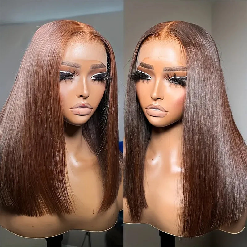 #4 Dark Brown Lace Front Bob Wig 100% Virgin Human Hair