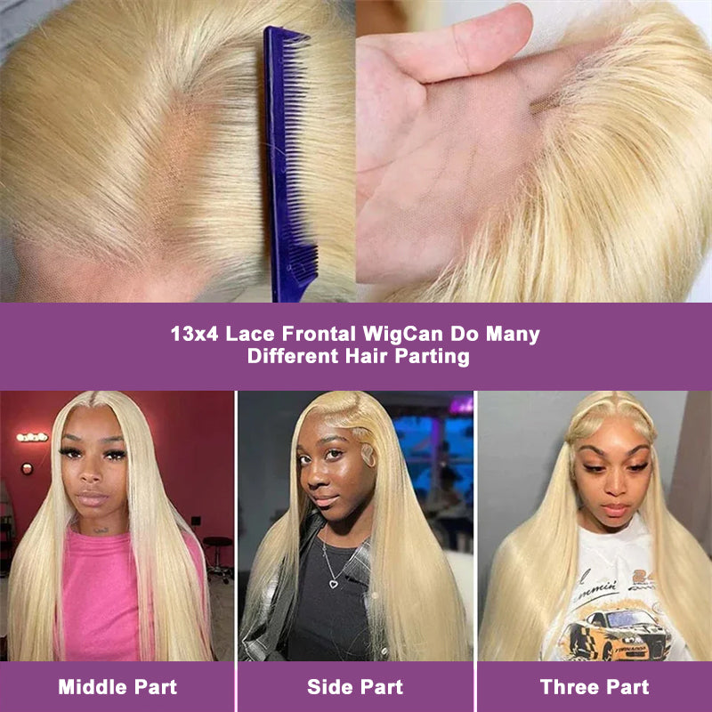 613 Blonde Straight 13x6 Lace Front Wigs Pre Plucked Lace Human Hair Wigs For Women