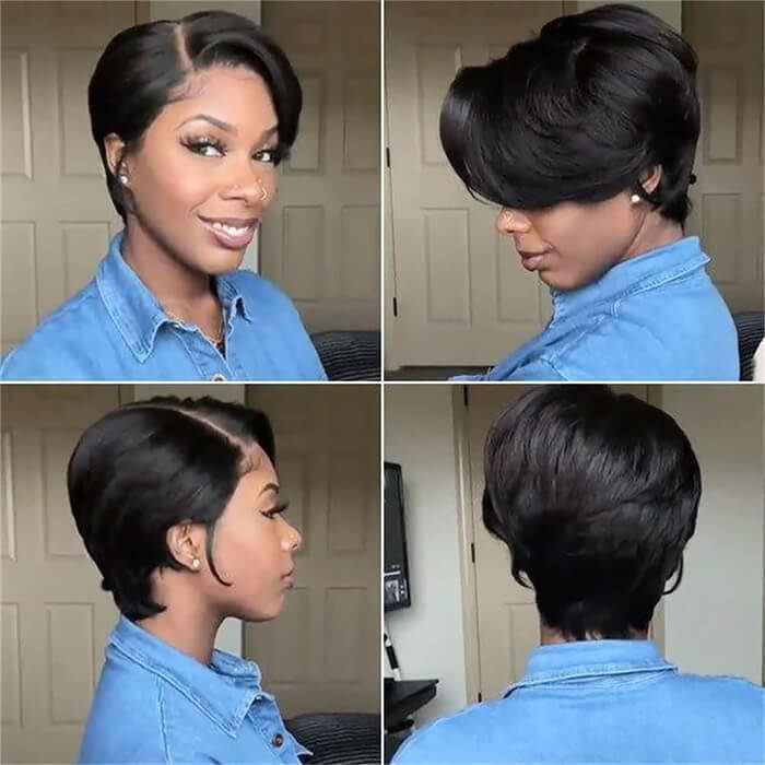 Straight Pixie Cut Wig Wig HD Lace 13x4 Full Frontal Brazilian Hair Wigs