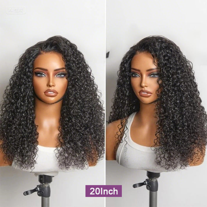 [20''=₵959] 4x4 Pre-All Glueless Closure Jerry Curly Wig Invisible Knots Natural Black Realistic Hairline Wig