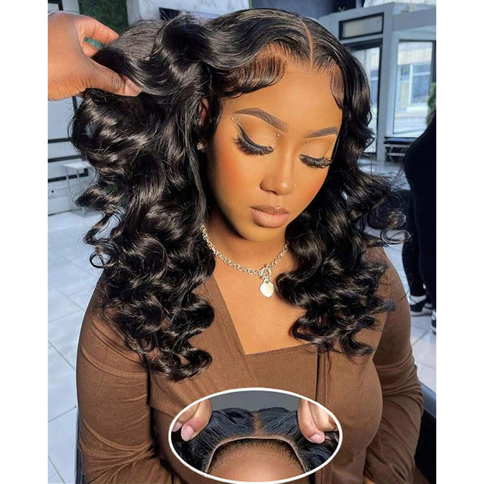 Loose Deep Wave Wig Pre-plucked Hairline HD Transparent Skin Melt Lace Front Human Hair Wig