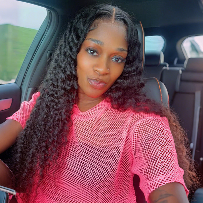 Jerry Curly 13x4 HD Transparent Lace Front Human Hair Wigs For Women