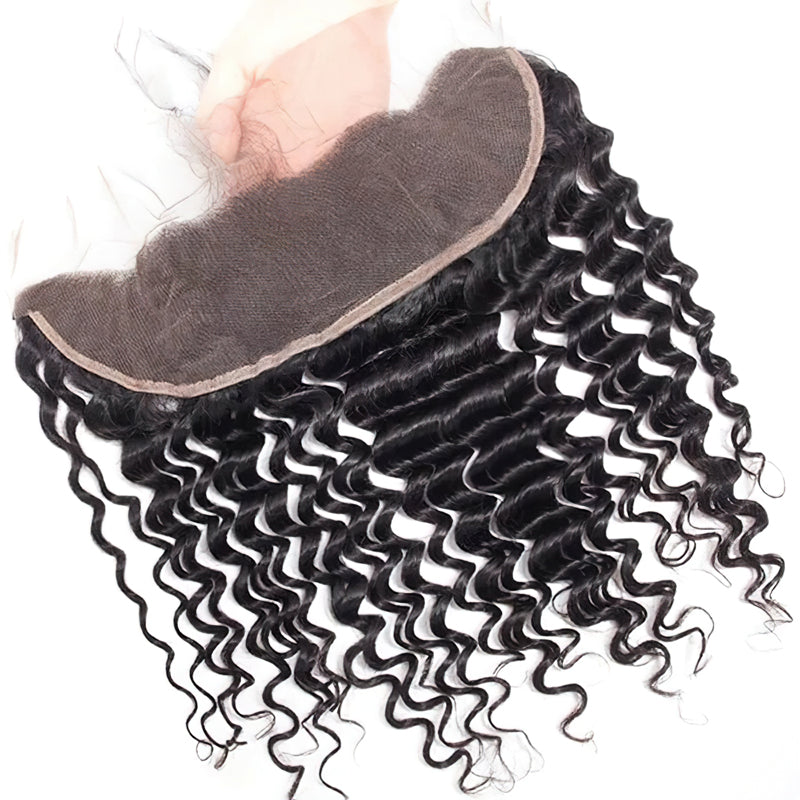 Transparent Lace Frontal Deep Wave 13x4 Ear to Ear Lace Frontal Human Hair 12A Best Quality