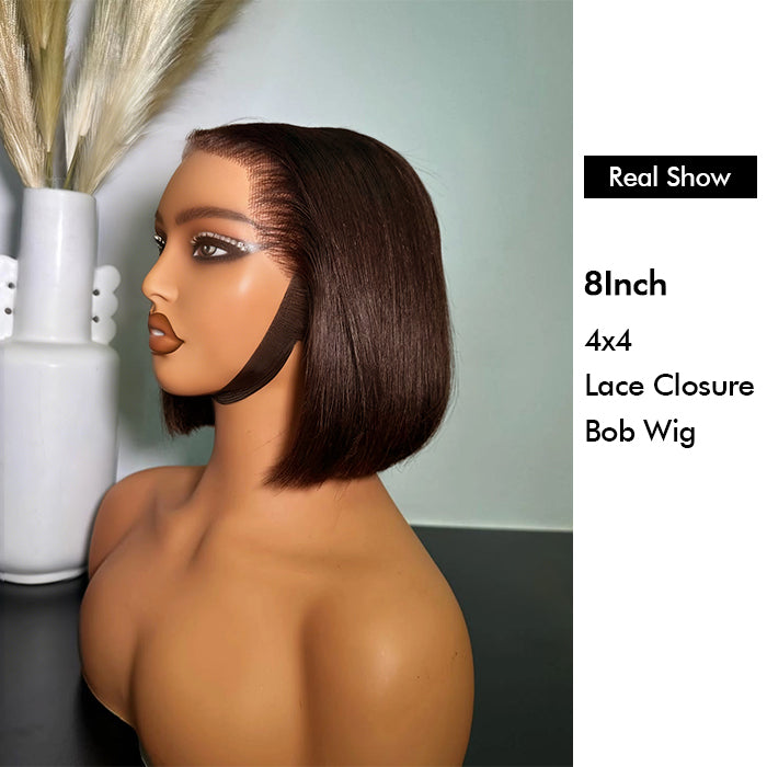 Wholesale Price | 8Inch Brown Bob Wig | Glueless Frontal 4*4 Lace
