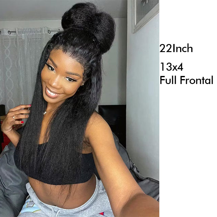 Real Show |4C Edge Hairline | Yaki Straight Wig | Frontal/Closure HD Lace Or Glueless (14-32'')