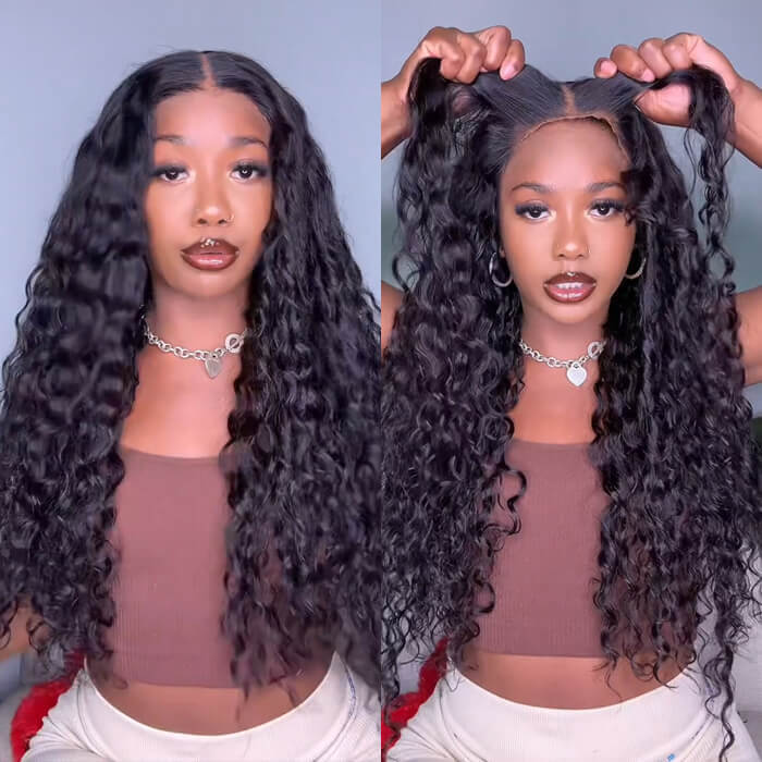 Suqu Hair Transparent 13x4 Lace Front Wig Deep Wave Brazilian Human Hair