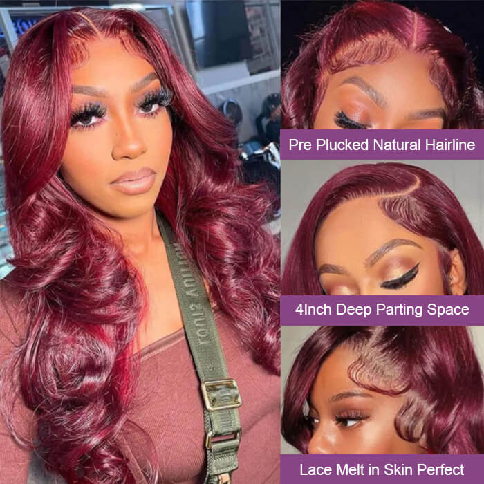 BOGO-Body Wave 99J Burgundy Body Wave 13*4 4*4 Lace Frontal Wigs